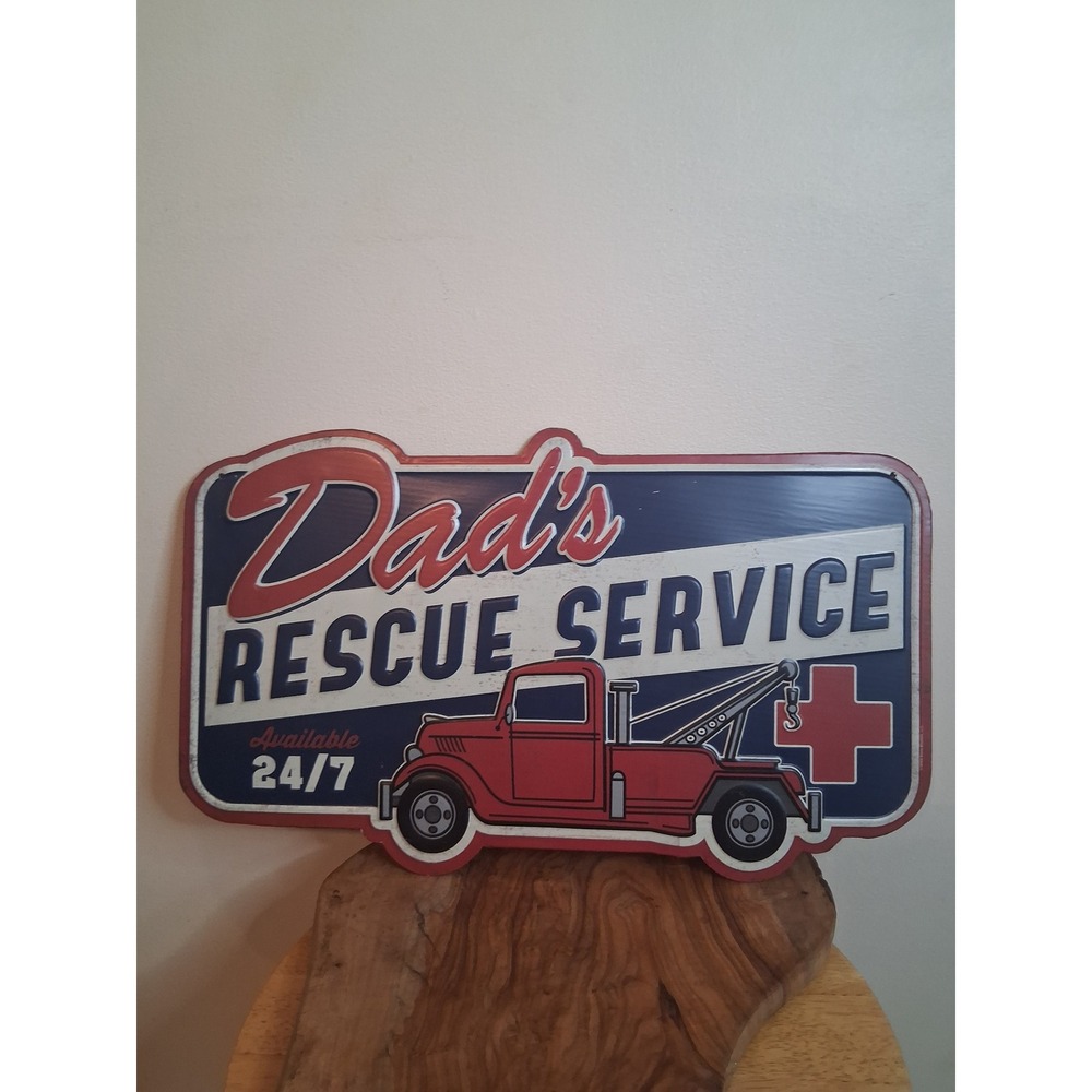 Open Road Brands Dads Rescue Service Metal Sign Vintage Tow Truck